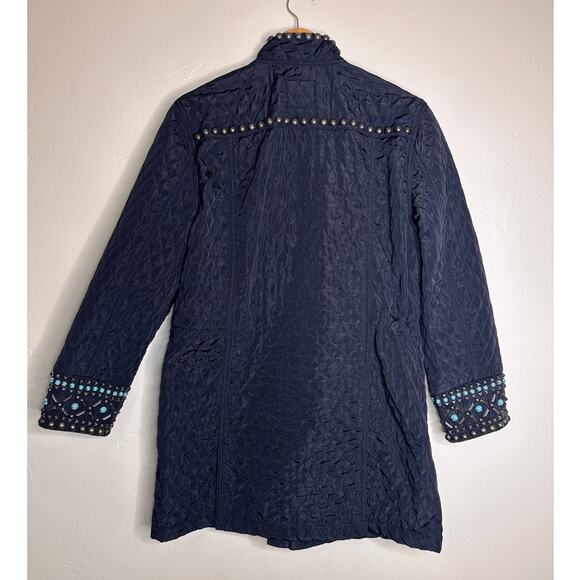 Double D Ranch Black Quilted Jacket Turquoise and Bronze Details LARGE - Picture 6 of 6